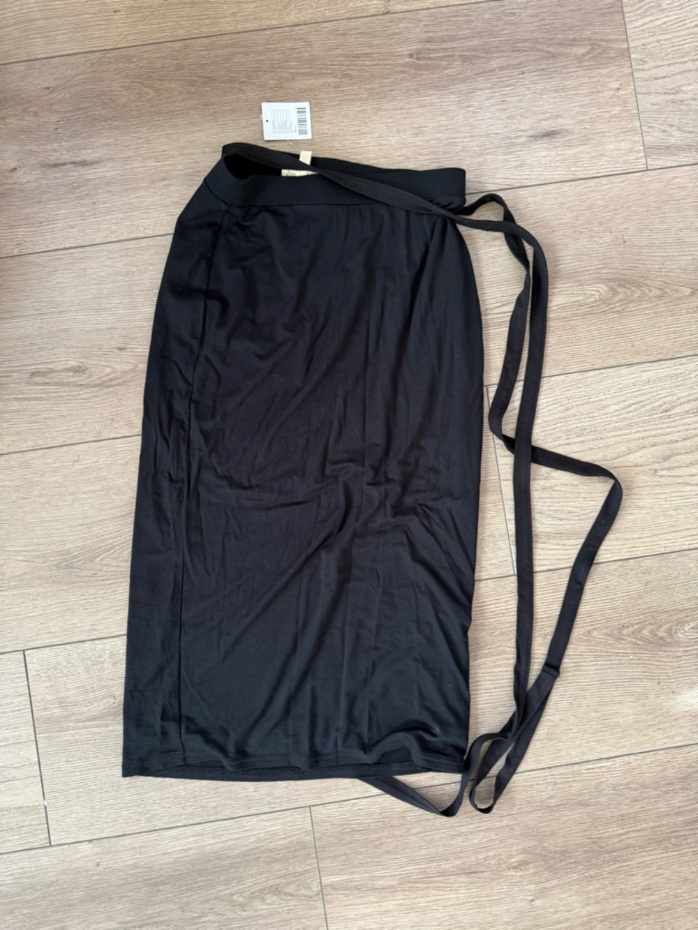 silence + noise by urban outfitters Black Midi Skirt with Side Tie Detail
